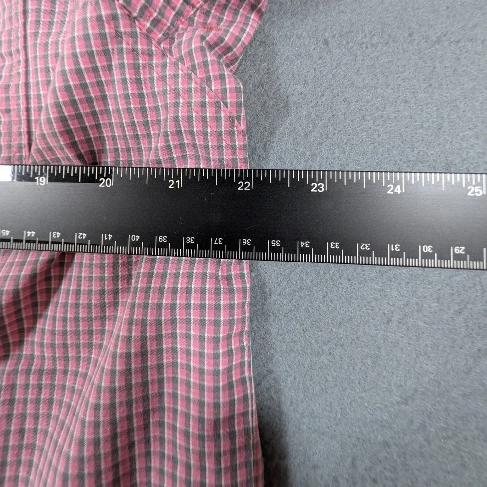 Ariat Pro Series Button Down Shirt Mens Medium Pink Grey Plaid Long Sleeve